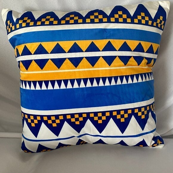 4 Piece Velour Yellow White Blue Color Modern Graffic Design Case Covers - Picture 4 of 9